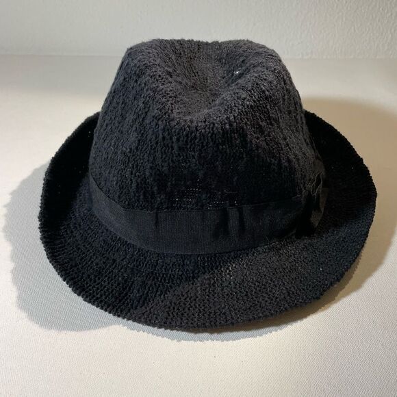 Navy woven fedora with grosgrain ribbon bow - Picture 7 of 8